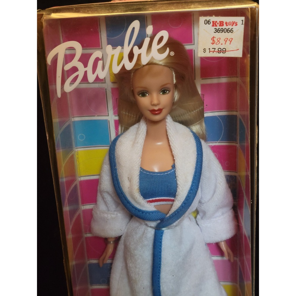 Vtg 2001 Mattel Barbie Bath Boutique Doll 29402 White Robe Bubble Bath NIB - Picture 2 of 10